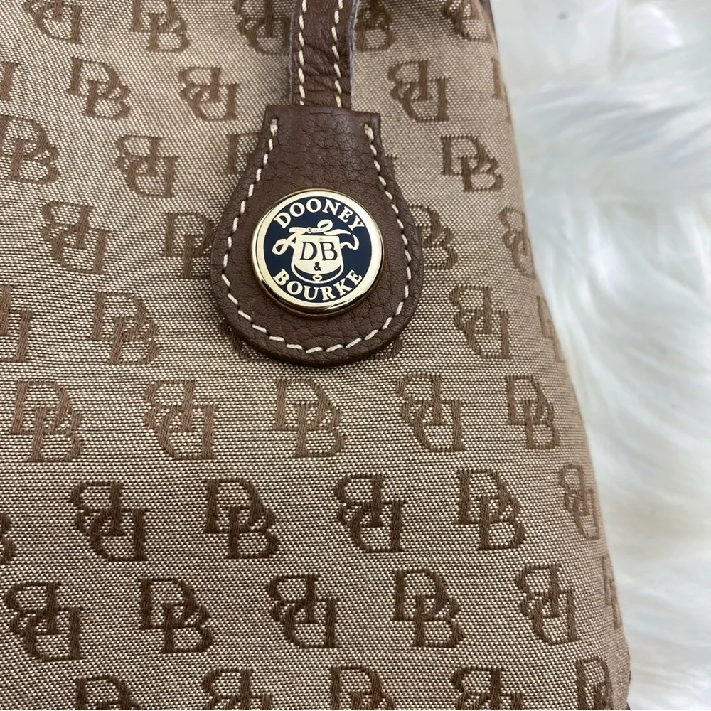 Dooney & Bourke Tan and Brown Monogram Backpack